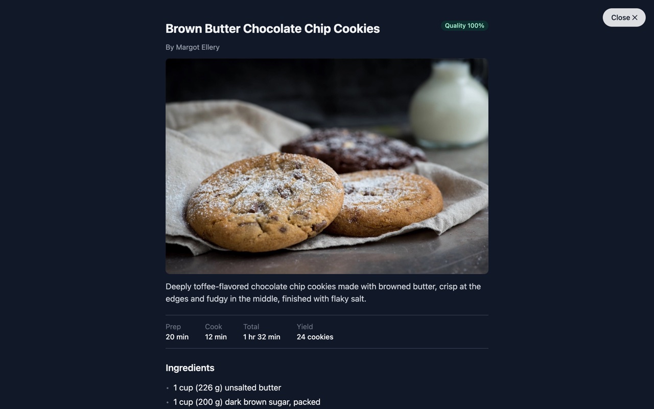 The same reader view in dark mode